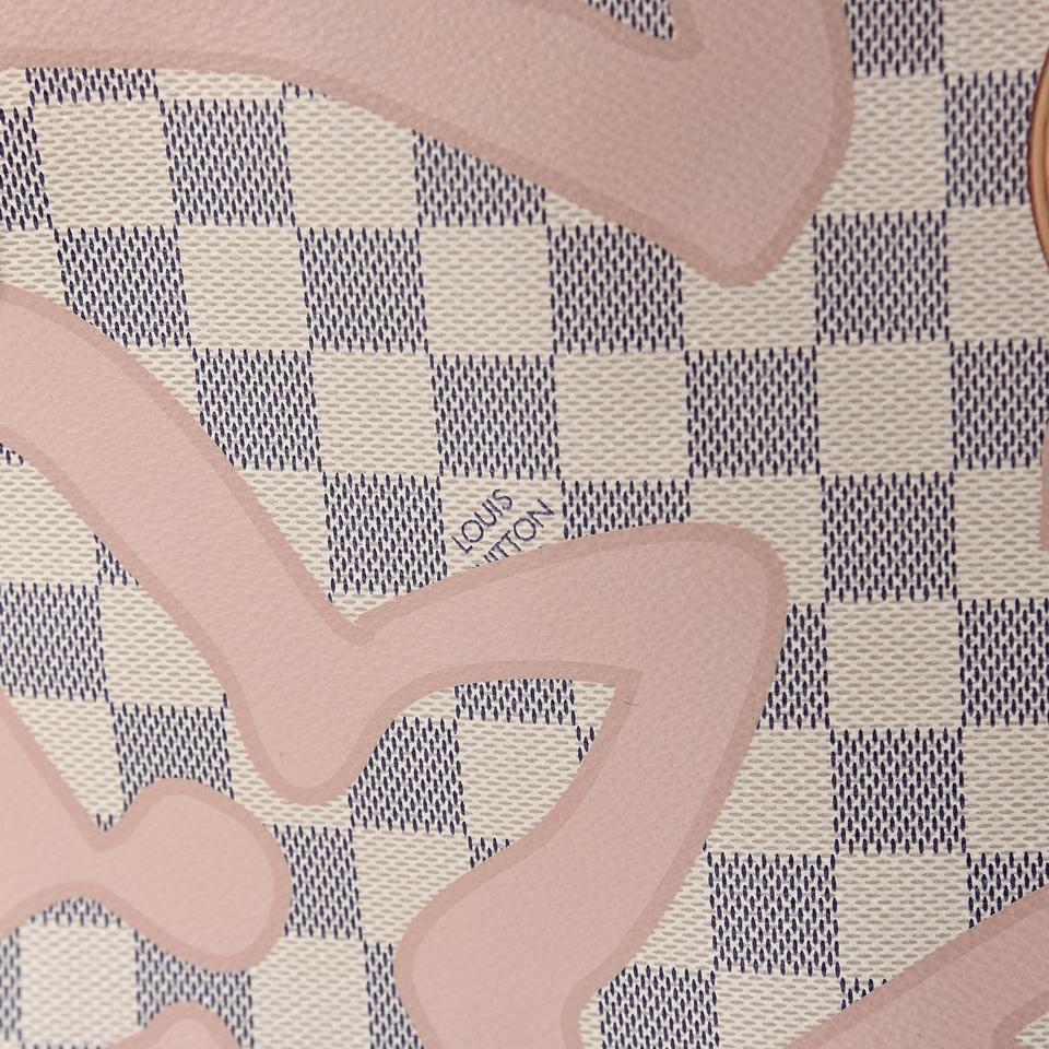 Louis Vuitton Neverfull Tahitienne Mm White Damier Azur Canvas Tote