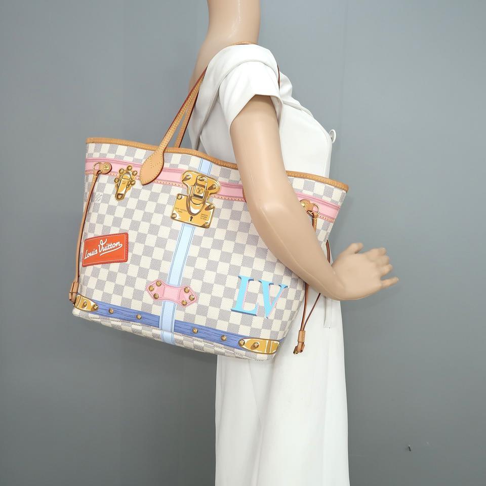 Auth LOUIS VUITTON Damier Azur Totally MM N51262 Shoulder Bag White Canvas  japan