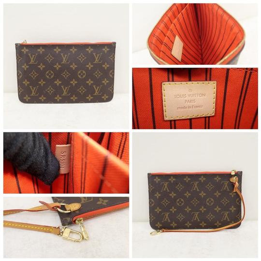 Louis Vuitton Neverfull Mm Tote Piment Orange with Pouch Brown Monogram Canvas Shoulder Bag