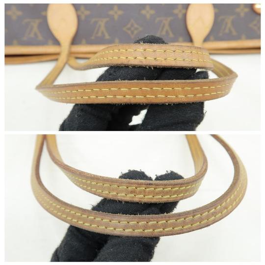 Louis Vuitton Neverfull Mm Cerise Brown Monogram Canvas Shoulder Bag