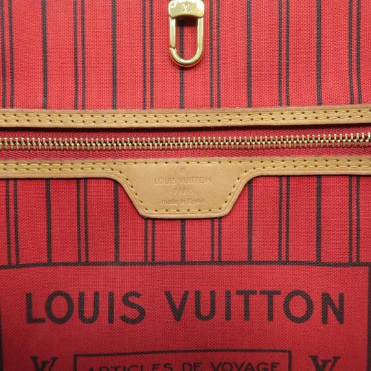 Louis Vuitton Neverfull Mm Cerise Brown Monogram Canvas Shoulder Bag