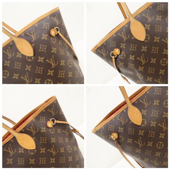Louis Vuitton Neverfull Mm Tote Piment Orange with Pouch Brown Monogram Canvas Shoulder Bag