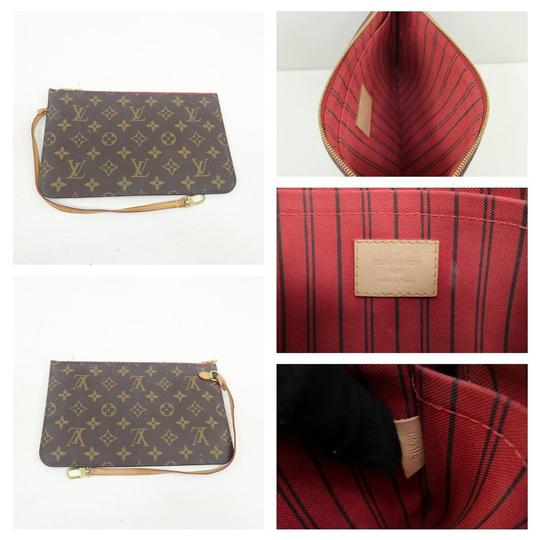 Louis Vuitton Neverfull Mm Cerise Brown Monogram Canvas Shoulder Bag