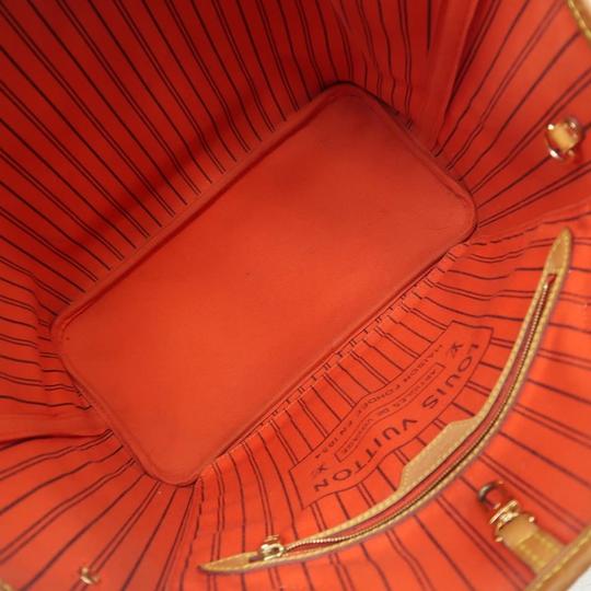 Louis Vuitton Neverfull Mm Tote Piment Orange with Pouch Brown Monogram Canvas Shoulder Bag