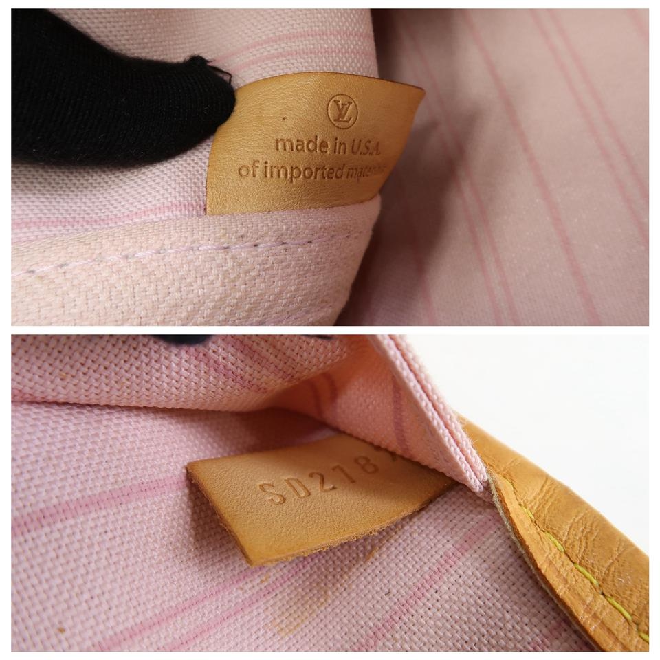 Louis Vuitton Neverfull Mm Rose Ballerine White Damier Azur Canvas Shoulder Bag