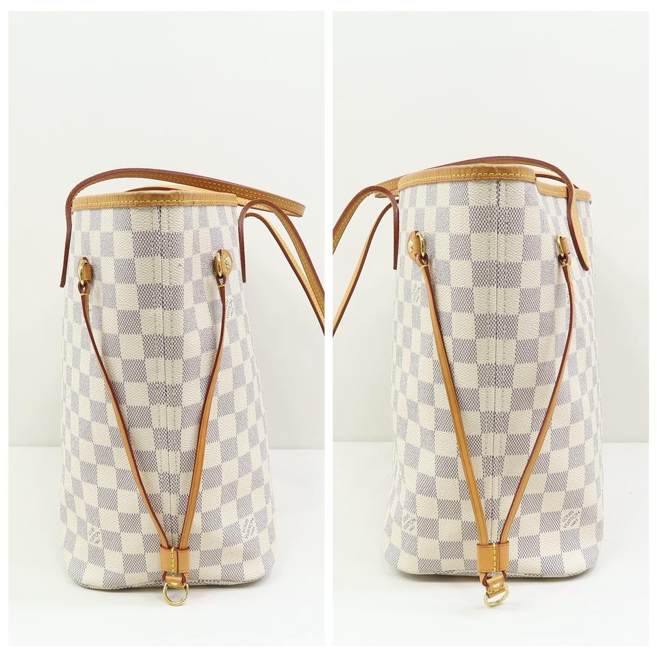 Louis Vuitton Neverfull Mm Rose Ballerine White Damier Azur Canvas Shoulder Bag