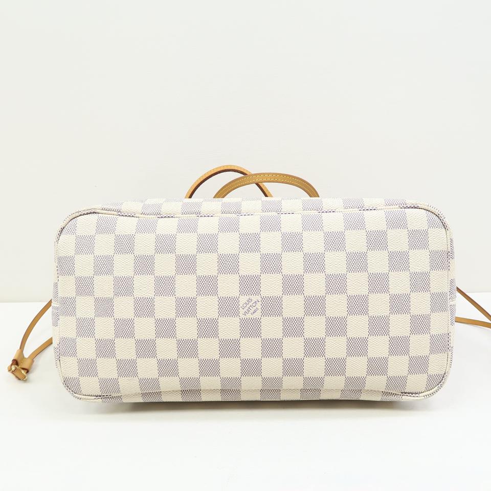 Louis Vuitton Neverfull Mm Rose Ballerine White Damier Azur Canvas Shoulder Bag