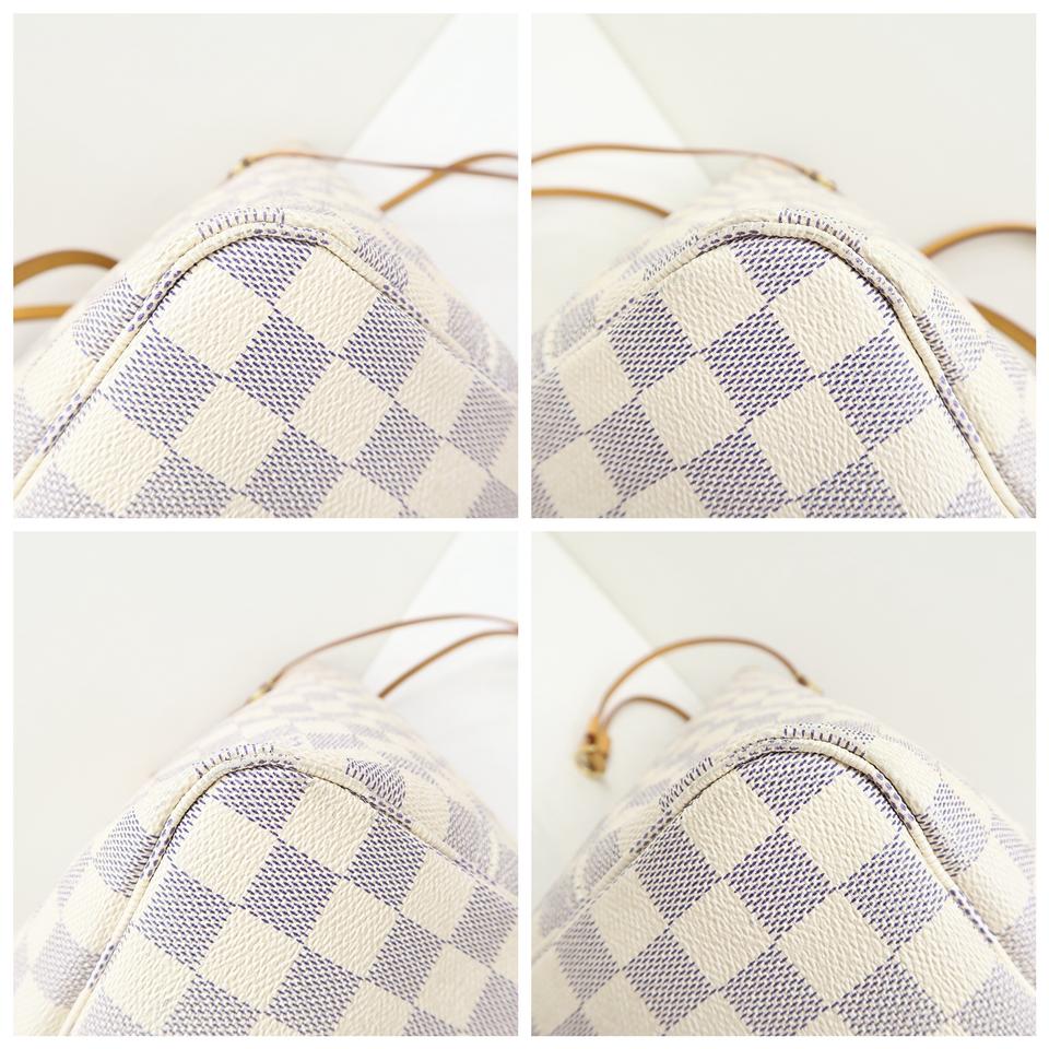 Louis Vuitton Neverfull Mm Rose Ballerine White Damier Azur Canvas Shoulder Bag