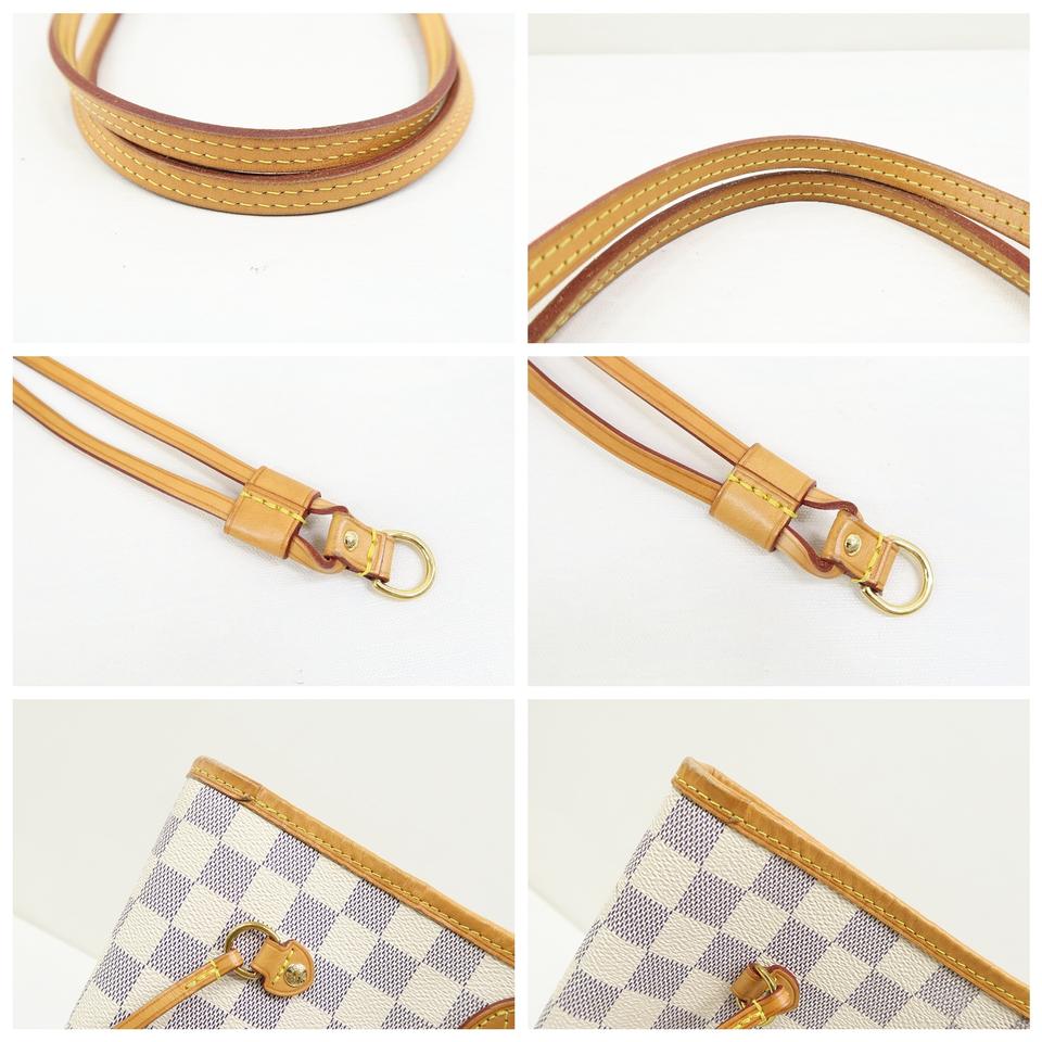 Louis Vuitton Neverfull Mm Rose Ballerine White Damier Azur Canvas Shoulder Bag