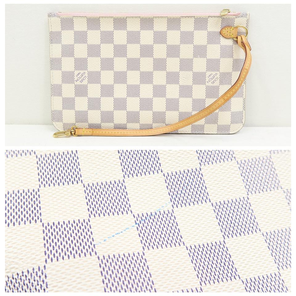 Louis Vuitton Neverfull Mm Rose Ballerine White Damier Azur Canvas Shoulder Bag
