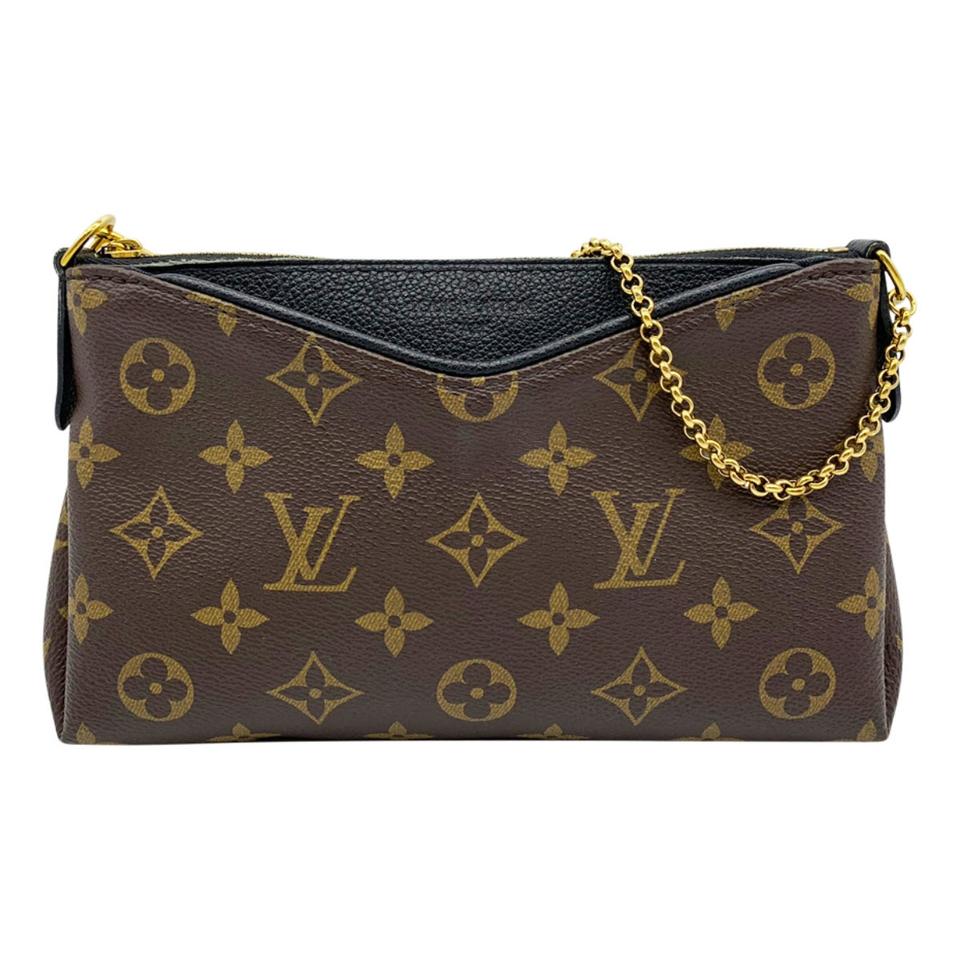 Louis Vuitton Pallas Clutch Black Monogram Canvas Shoulder Bag