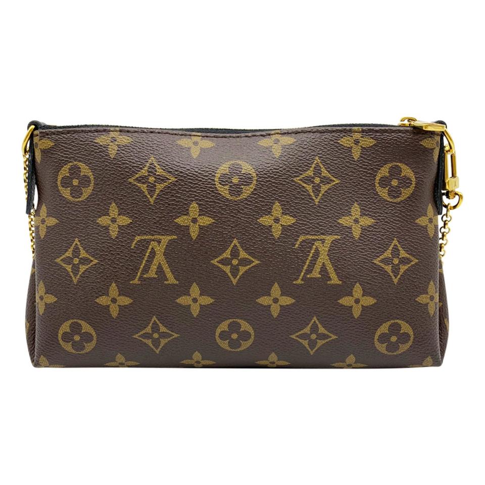Louis Vuitton Pallas Clutch Black Monogram Canvas Shoulder Bag