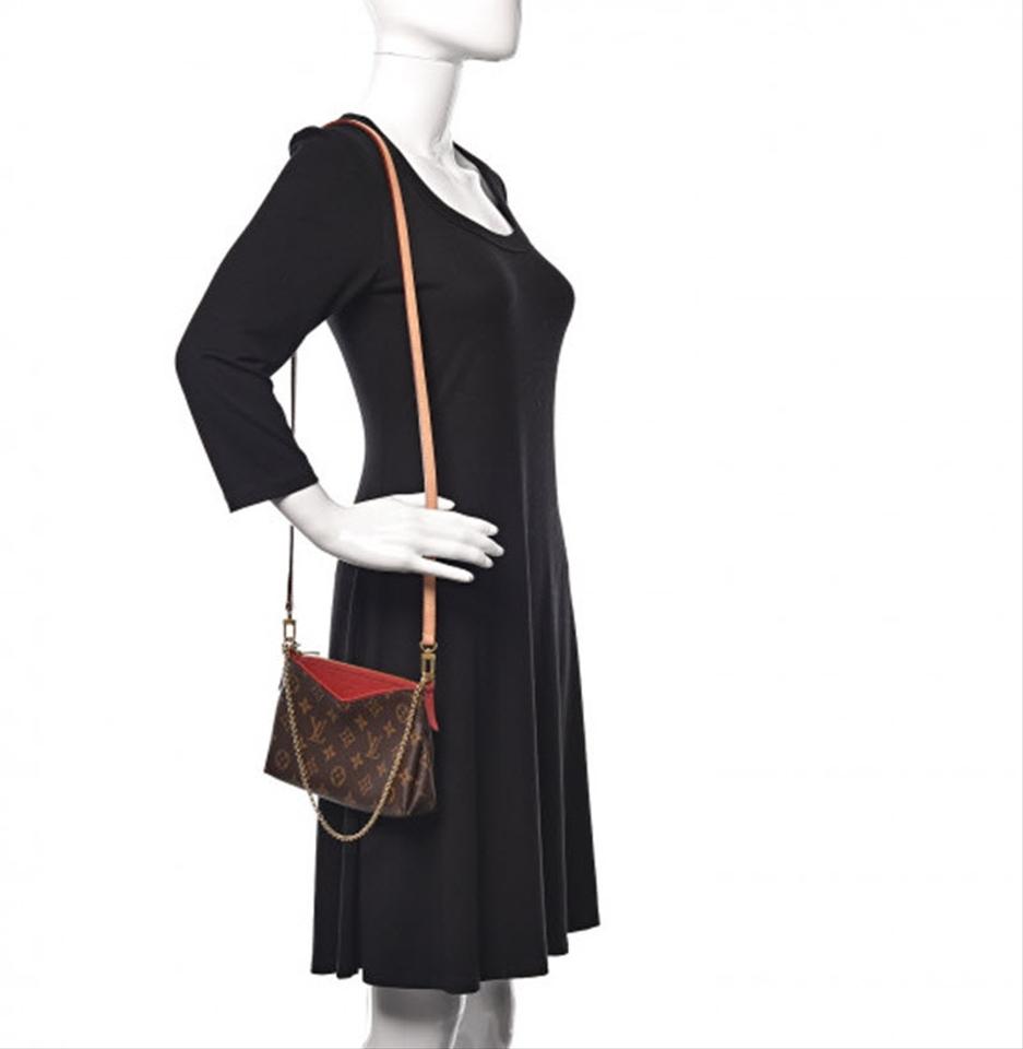 Louis Vuitton Pallas Clutch Brown Monogram Canvas Shoulder Bag