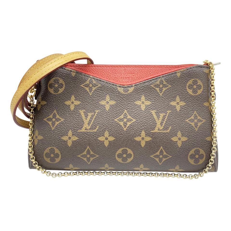 Louis Vuitton Pallas Clutch Brown Monogram Canvas Shoulder Bag