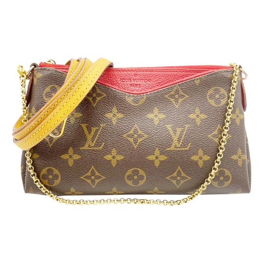 Louis Vuitton Pallas Clutch Cerise Red Monogram Canvas Cross Body Bag