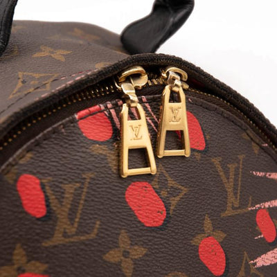 LOUIS VUITTON Monogram Jungle Dot Palm Spring PM Gold Buckle Backpack Brown  Pink