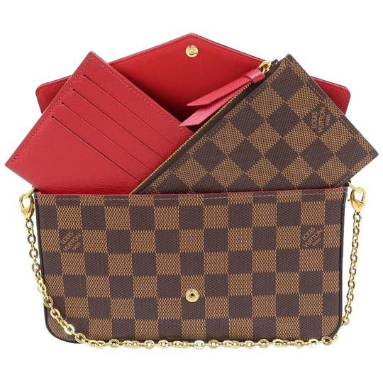 Louis Vuitton Pochette Félicie Wallet Brown Damier Ébène Canvas Cross Body Bag