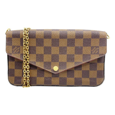 LOUIS VUITTON Pochette Felicie DamierChain bag Checkerboard Grid  CanvasSingle Shoulder Bag Brown