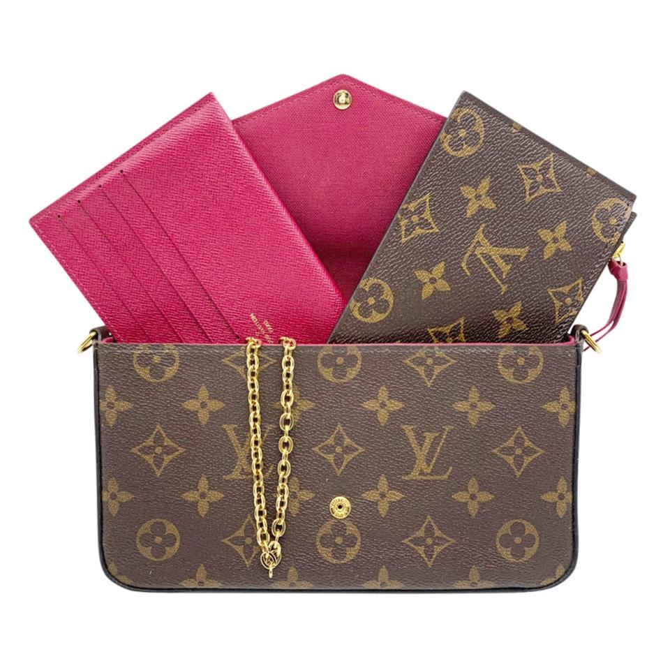 Louis Vuitton Pochette Felicie Chain Wallet Brown Monogram Canvas Shoulder Bag