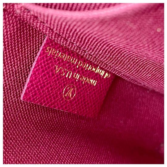 Louis Vuitton Pochette Felicie Chain Wallet Fuchsia Brown Monogram Canvas Cross Body Bag