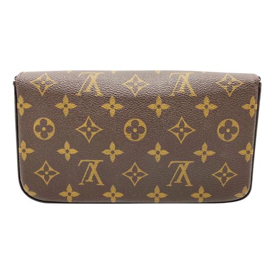Louis Vuitton Pochette Felicie Chain Wallet Fuchsia Brown Monogram Canvas Cross Body Bag