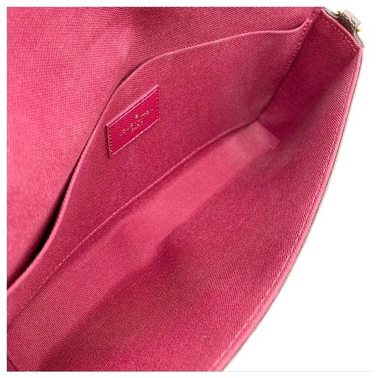 Louis Vuitton Pochette Felicie Chain Wallet Fuchsia Brown Monogram Canvas Cross Body Bag