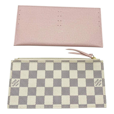 LOUIS VUITTON Louis Vuitton Pochette Weekend N60108 Damier Azur White Pink  Gold Hardware Chain Wallet Women's