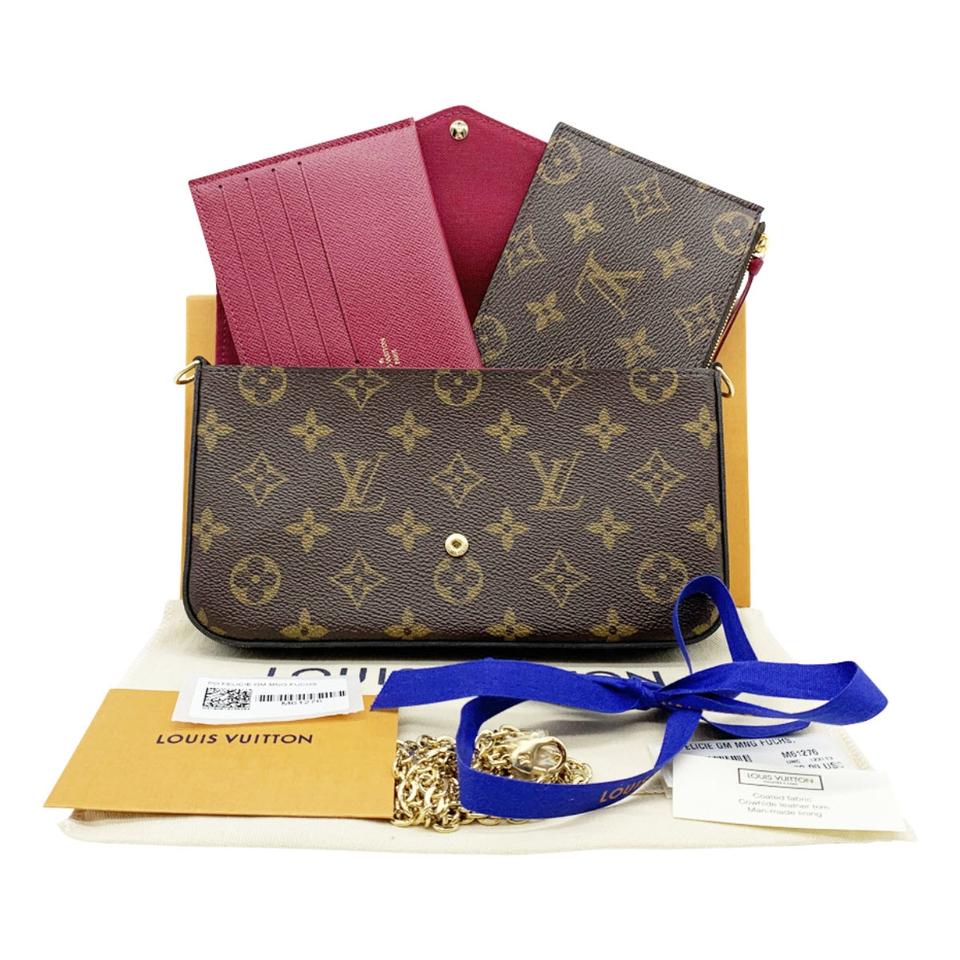 Louis Vuitton Pochette Felicie Fuschia with Inserts Brown Monogram Canvas Shoulder Bag