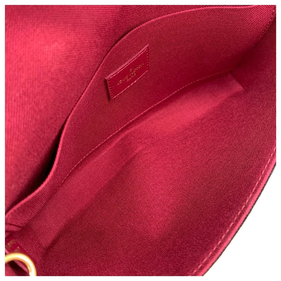 Louis Vuitton Pochette Felicie Fuschia with Inserts Brown Monogram Canvas Shoulder Bag