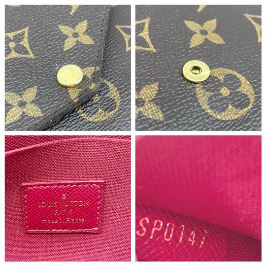Louis Vuitton Pochette Felicie Fuschia with Inserts Chain Brown Monogram Canvas Shoulder Bag
