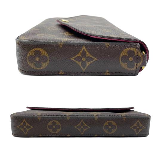 Louis Vuitton Pochette Felicie Fuschia with Inserts Chain Brown Monogram Canvas Shoulder Bag