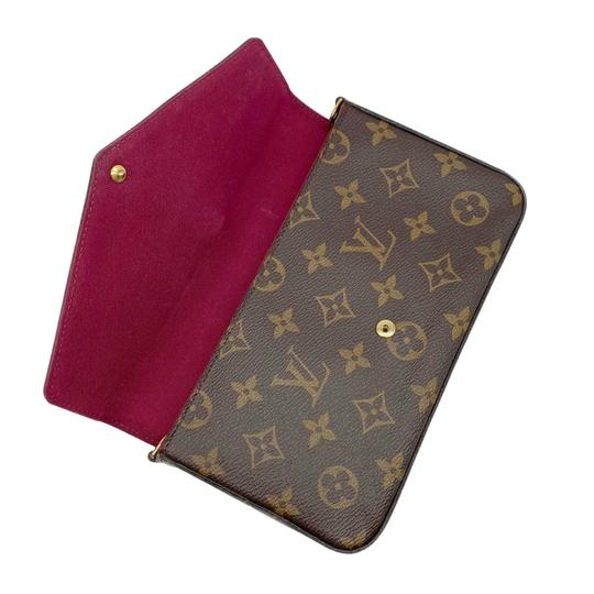 Louis Vuitton Pochette Felicie Fuschia with Inserts Chain Brown Monogram Canvas Shoulder Bag