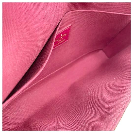 Louis Vuitton Pochette Felicie Fuschia with Inserts Chain Brown Monogram Canvas Shoulder Bag