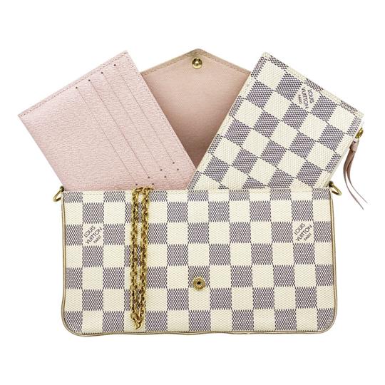 Louis Vuitton Pochette Felicie Rose Ballerine with Inserts White Damier Azur Canvas Shoulder Bag