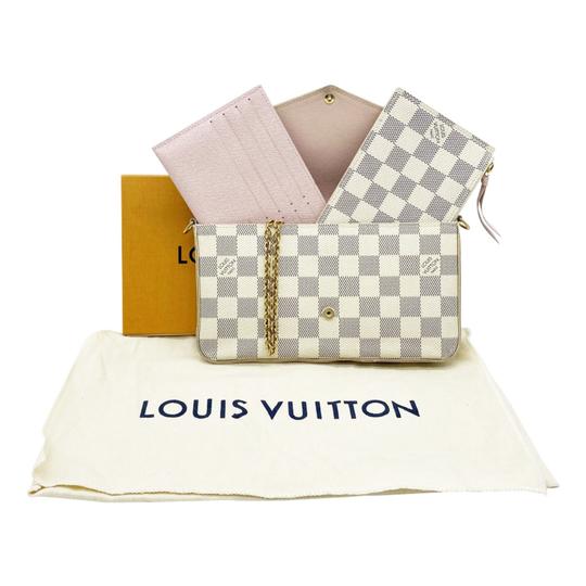 Louis Vuitton Pochette Felicie Rose Ballerine with Inserts White Damier Azur Canvas Shoulder Bag