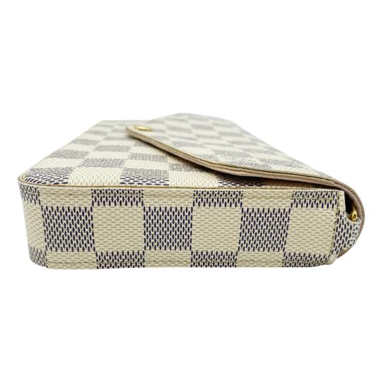 Louis Vuitton Pochette Felicie Rose Ballerine with Inserts White Damier Azur Canvas Shoulder Bag