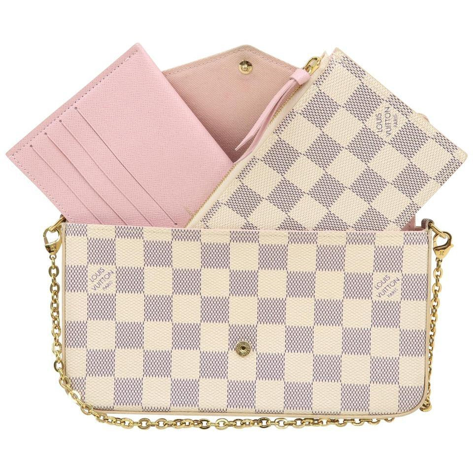 Louis Vuitton Pochette Felicie White Damier Azur Canvas Cross Body Bag