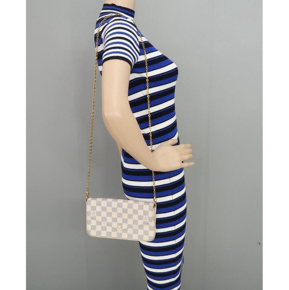 Louis Vuitton Pochette Felicie White Damier Azur Canvas Cross Body Bag