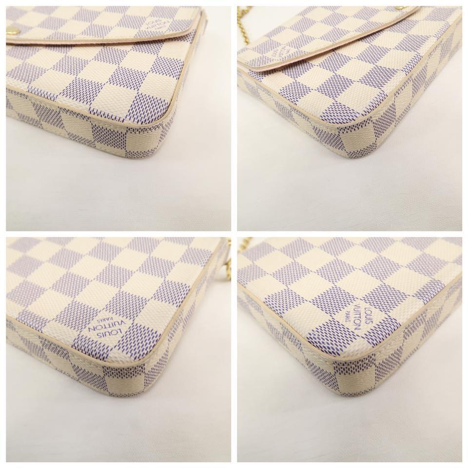 Louis Vuitton Pochette Felicie White Damier Azur Canvas Cross Body Bag