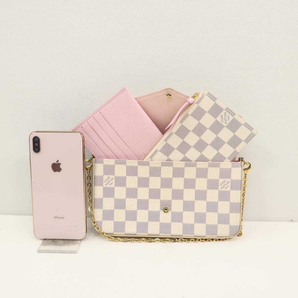 Louis Vuitton Pochette Felicie White Damier Azur Canvas Cross Body Bag