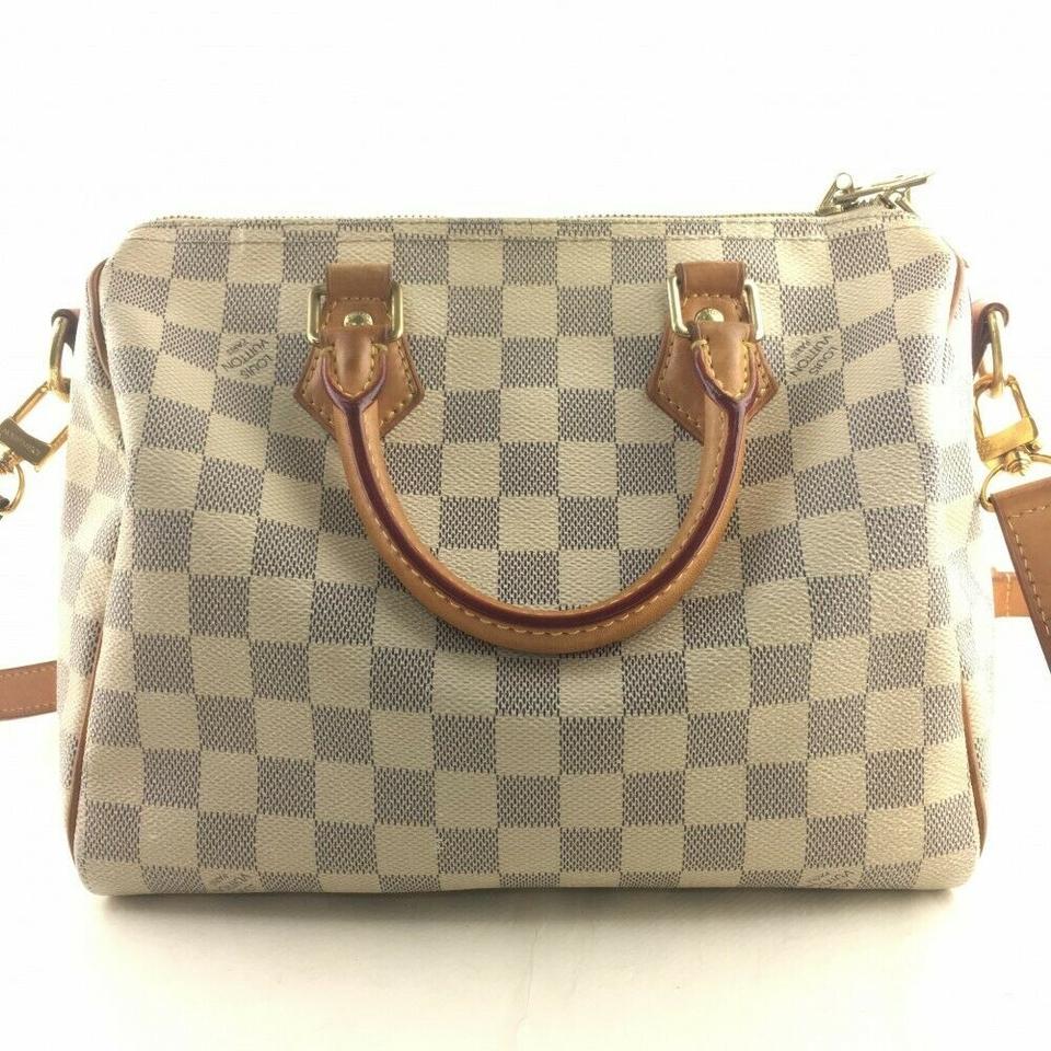 Louis Vuitton Speedy Bandouliere 25 White Damier Azur Canvas Cross Body Bag