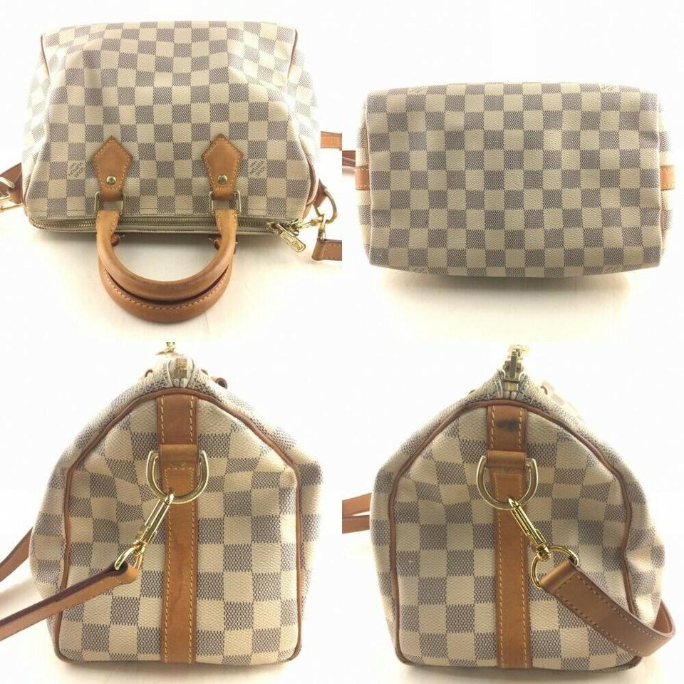 Louis Vuitton Speedy Bandouliere 25 White Damier Azur Canvas Cross Body Bag