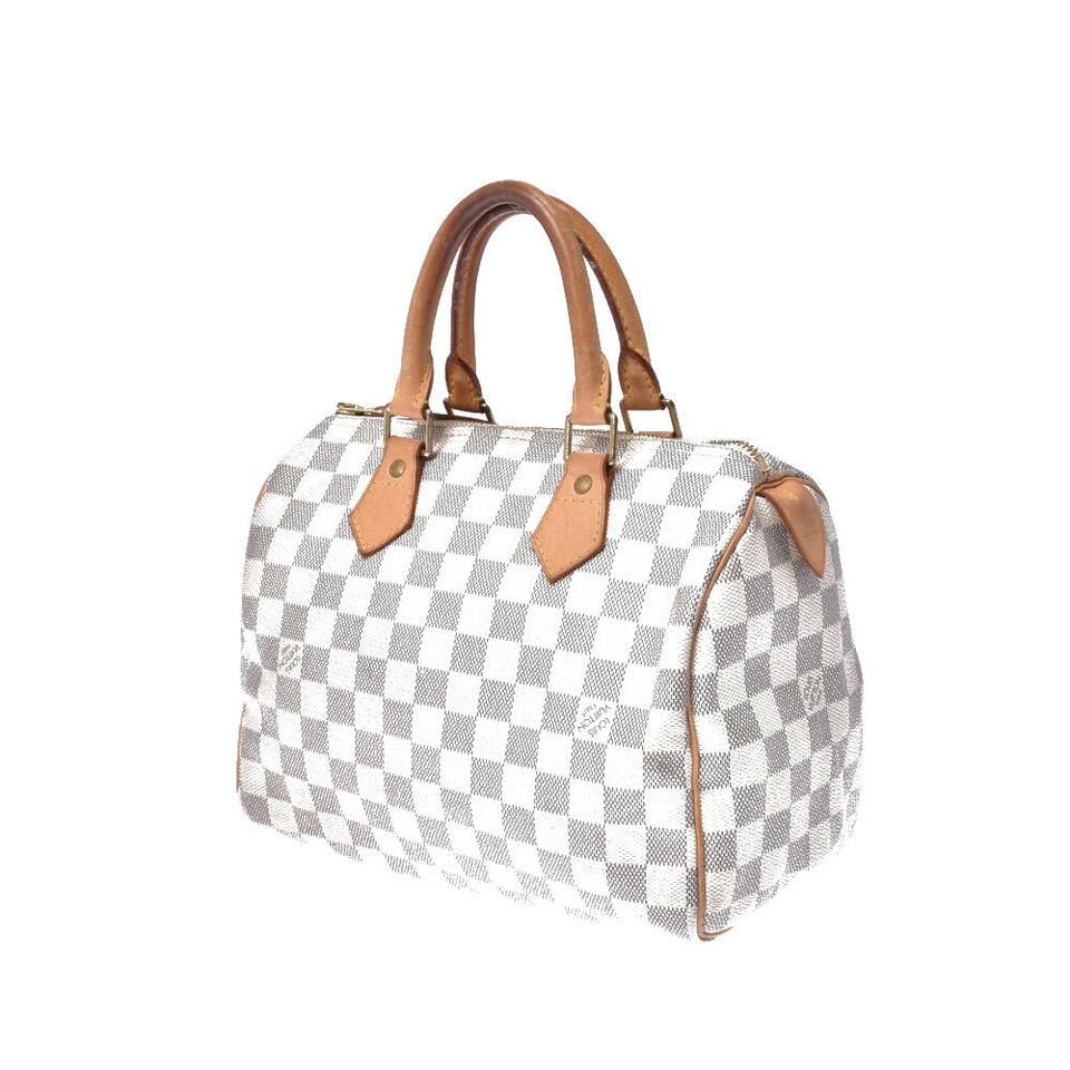 Louis Vuitton Speedy 25 Damier Azur White Canvas Satchel