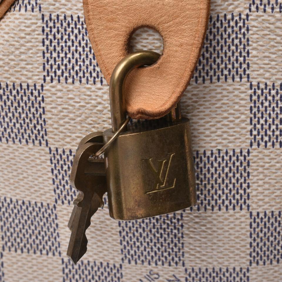 Louis Vuitton Speedy 25 Damier Azur White Canvas Satchel