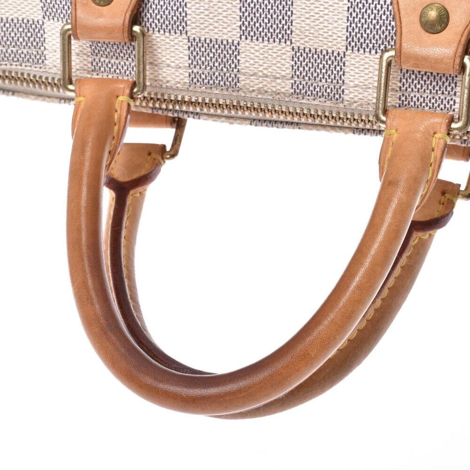 Louis Vuitton Speedy 25 Damier Azur White Canvas Satchel