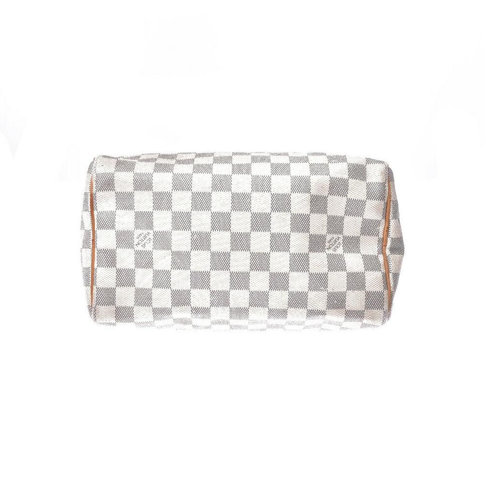 Louis Vuitton Speedy 25 Damier Azur White Canvas Satchel
