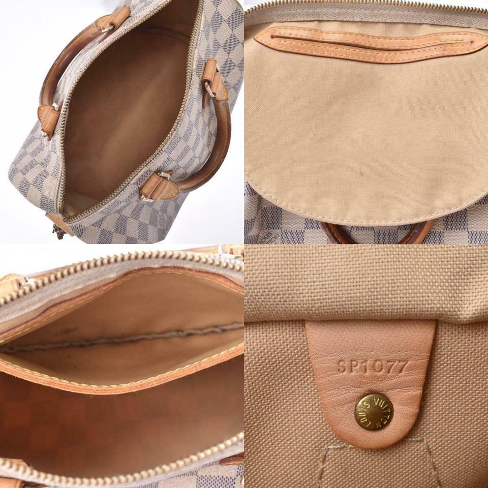 Louis Vuitton Speedy 25 Damier Azur White Canvas Satchel