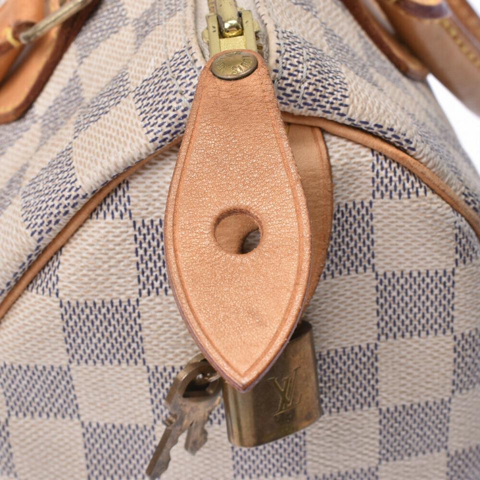 Louis Vuitton Speedy 25 Damier Azur White Canvas Satchel