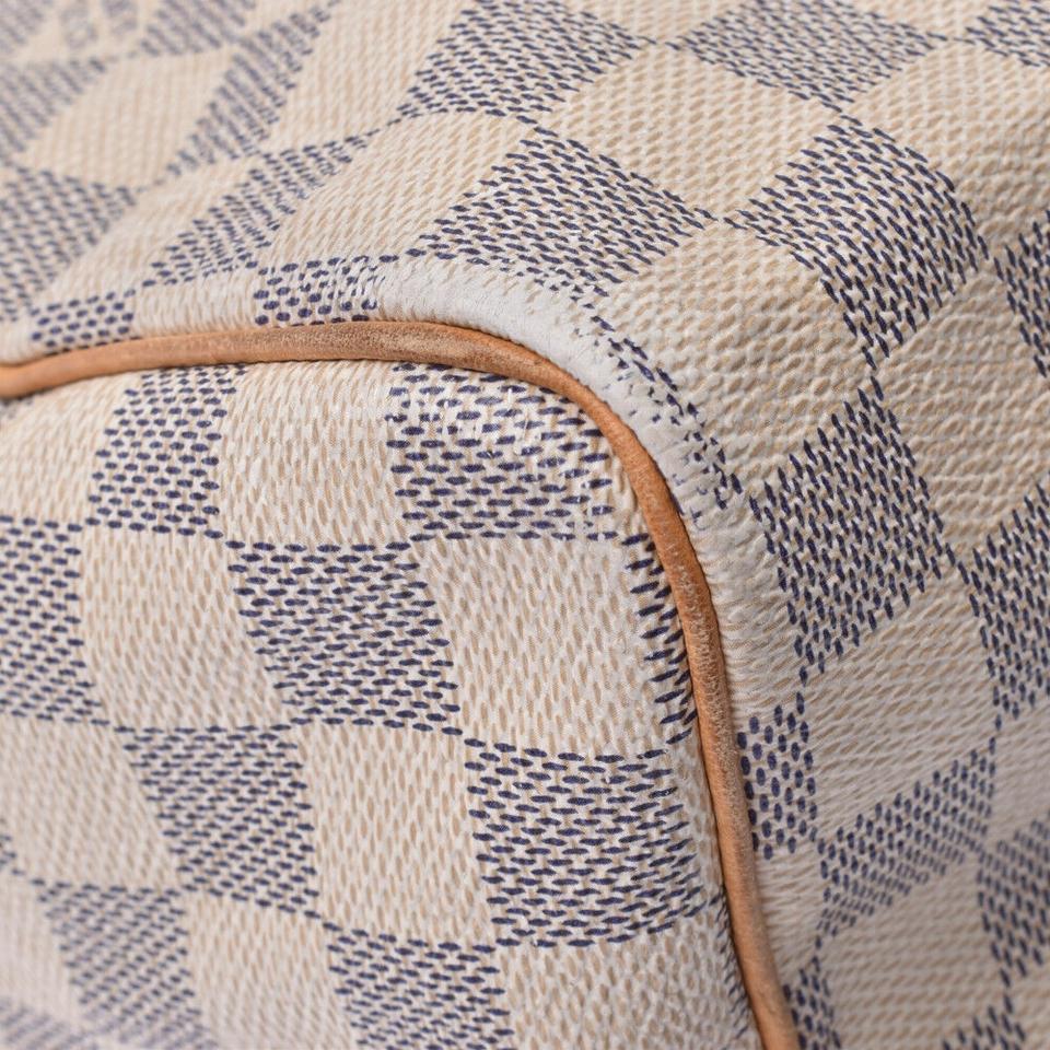 Louis Vuitton Speedy 25 Damier Azur White Canvas Satchel