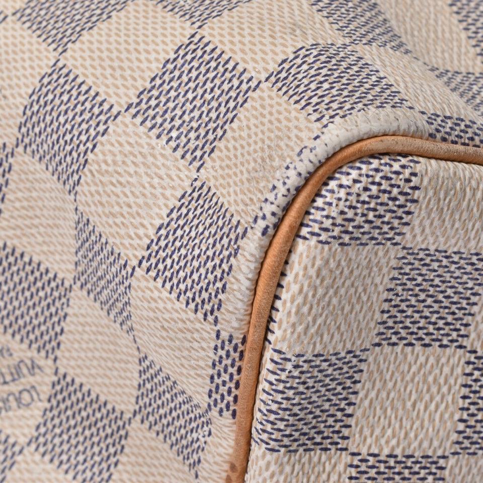 Louis Vuitton Speedy 25 Damier Azur White Canvas Satchel